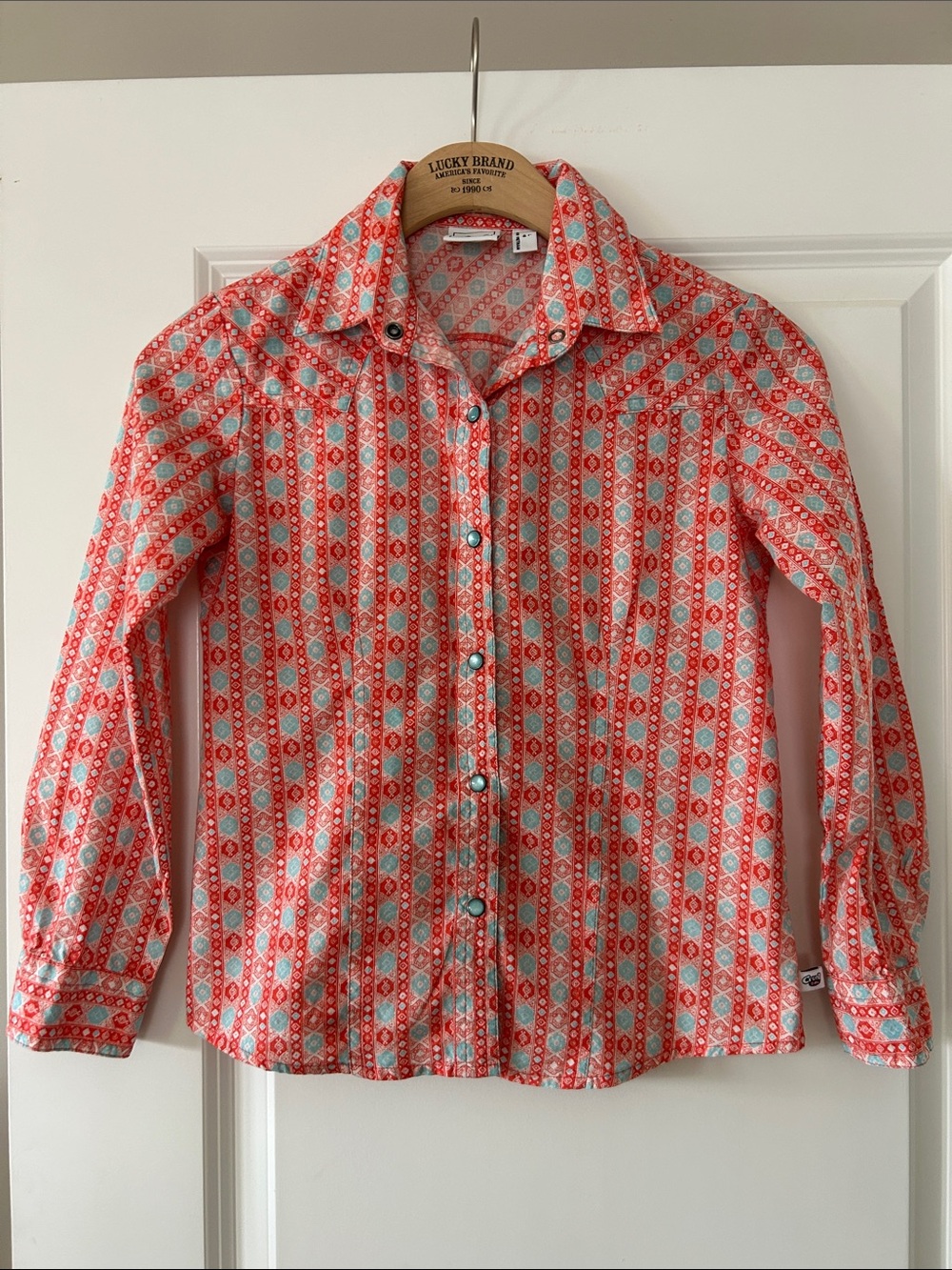Cruel Girl Western Shirt Sz L/10 w MEASUREMENTS Pearl Snaps, Western Yokes - Picture 2 of 10